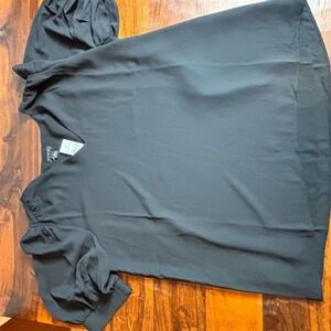 Ann Taylor Women's Black Short Sleeve Blouse Size M Casual Spring